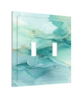 Killer Teal Marble Decorative Switch Plate Cover For Two Gang Double Toggle Outlet Wall Panel showing elegant teal marble design.