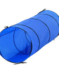 Backyard Dog Agility Training Kit with 78 inch blue tunnel for a fun safe puppy obstacle course