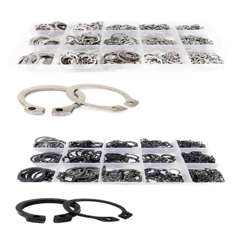 Bulk Assorted Snap Ring Kit M5 To M20 External Snap Rings For Shafts And Bearings Stainless Steel 65Mn Black Finish C Type External Circlip