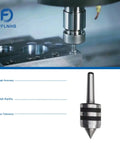 2MT 60 Degree Live Center For Lathe Wood And Metal CNC Work, Beefy Tailstock Center With 5000 RPM next to CNC machine in use