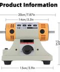 350W Adjustable Speed Bench Grinder And Polishing Machine 220V shown with dimensions 20cm x 15cm for precision work.