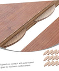 Close-up of beech wood biscuits in joint, part of 100 Pcs Wood Joining Biscuits Beech Wood Board Connection Kit For Tenon Machines And Biscuit Joiners DIY Carpentry And Woodworking Gear For Strong Joints In Furniture Framing And Projects