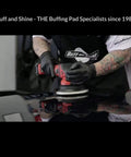 URO-Fiber Microfiber Pad For Car Polishing And Buffing, Five Inch, in use with orbital polisher for high gloss