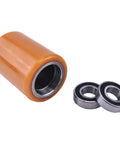 Svyoroo Electric Pallet Jack Wheel Replacement Part fits Toyota 8HBW23 Forklift, orange load roller with bearings, 82.5x114x52mm.
