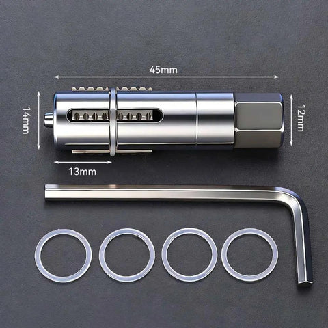 Dual Function Broken Screw Extractor And Thread Tap Tool For Plumbing Rusted Bolt And Pipe Valve Repair Adjustable Front End For 12 And 14 Mm Fittings Forged 45 Steel Construction Handy For DIYers Handymen Pro Grade Pros, 45mm 45# steel tool with 12mm and 14mm fittings, hex key and rings