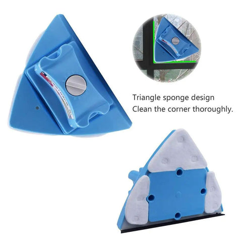 Top Shelf Double Sided Magnetic Window Cleaner With Adjustable Magnet Strength Five Gear Glass Wiper Tool For High Rise Apartments And Thick Double Glazed Homes triangle sponge design for thorough corner cleaning