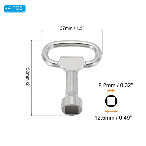 Single key from 8mm Water Meter Switch Key Set Four Pack Zinc Alloy Universal Lock Wrench For Cabinets And Meters with dimensions