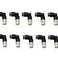 Elbow Push To Connect Pneumatic Fitting For Five Thirty Two Inch Tube Outer Diameter And One Eighth Inch NPT Male Thread 90 Degree Pneumatic Connector For Air And Vacuum Lines Pack Of Ten displayed in two rows of five