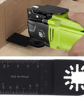 33 Piece Universal Oscillating Multitool Blade Set Heavy-Duty With High Carbon Steel Blades cutting wood with a power tool