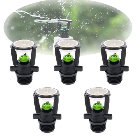 One Half Inch Male Thread Rotating Sprinklers Mini Wobbler Irrigation Water Spray Nozzles Five Pack ABS Plastic