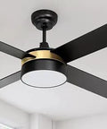 Lit 52 Inch Ceiling Fan With Light And Remote Gold Finish Dimmable LED 6 Modes With Stepless Color Temperature and Memory Function