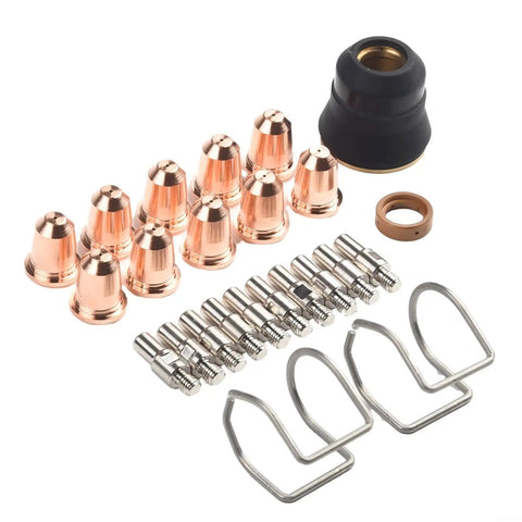 Top Pick Plasma Cutter Consumables Kit With Extra Electrodes Nozzles And Swirl Rings For S30 S35 Cut45 Machines Plus Spring Guide, 24-piece set.