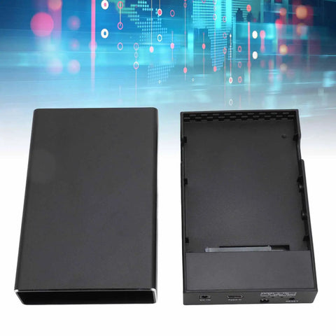 Heavy Duty 2 Bay Sata Raid Enclosure supports 2.5 inch drives via USB 3.1 Type C connection, showing black chassis.