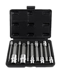 Premium 10pc S2 Steel Torx Star Bit Socket Set With Quick Wrench Driver For Heavy Duty Repair Jobs And Tough Rusty Bolts That Get The Job Done Right. open case