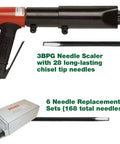 Heavy Duty 28 Needle Scaler Kit With 3BPG Power, 2200 BPM, 8 CFM At 90 PSI, Pistol Grip Pneumatic Scaler For Demanding Jobs