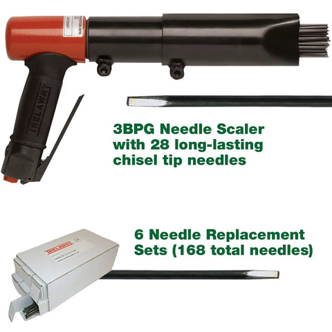 Heavy Duty 28 Needle Scaler Kit With 3BPG Power, 2200 BPM, 8 CFM At 90 PSI, Pistol Grip Pneumatic Scaler For Demanding Jobs