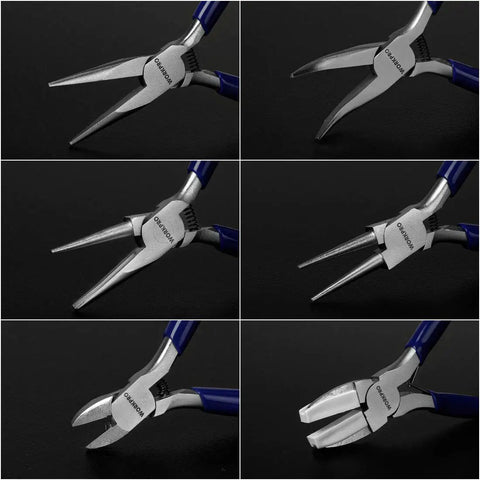 6 types of pliers from 7 Piece Jewelry Pliers Set For Beading And Wire Wrapping Includes Needle Nose Pliers Round Nose Pliers Bent Nose Pliers