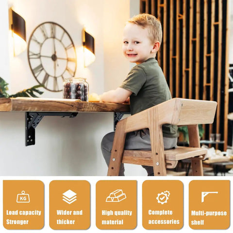 Heavy Duty 90 Degree Self Locking Folding Hinge For Wall Mount Drop Leaf Tables That Saves Serious Floor Space And Clicks Into Place Dead Simple With Rock Solid Grip, attached under wooden table.