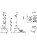 Robotic arm 5DOF kit schematic showing front, side and top views with dimensions (Amazon).
