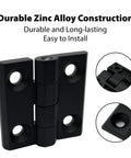 Black Zinc Alloy Cabinet Hinges 1.6 Inch Surface Mount 2 Pack Heavy Duty Hardware For Kitchen And Furniture Doors Durable Matte Finish Easy Install