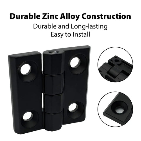Black Zinc Alloy Cabinet Hinges 1.6 Inch Surface Mount 2 Pack Heavy Duty Hardware For Kitchen And Furniture Doors Durable Matte Finish Easy Install