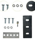 Parts for Upgrade Your Two Stage Snow Blower With This Universal 3 Blade Impeller Kit, including bolts, nuts, and metal plate.