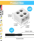 20 Pack Solderless Led Strip Connectors 2 Pin 10 Mm Screw Lock Tape Light Adapter item sizes with screwdriver for wire and strip connections.