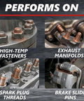 Copper Anti-Seize Paste Go-To Heavy-Duty Lubricant For Extreme Heat And Pressure That Guards Against Steam Water Galling Seizing And Corrosion 8 Oz Can 5-Pack on metal fasteners and joints