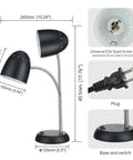 Eye Friendly LED Desk Lamp With Flexible Gooseneck And E26 Screw Base, Durable Metal Construction, Anti Slip Base, Black
