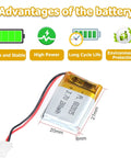 3.7V 200mAh 602025 LiPo Battery Pack With PH2.0 JST Connector for micro RC drones showing advantages