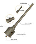 9 Piece Tough As Nails Sds Plus Concrete Hole Saw Kit With Premium Tungsten Carbide Tips showing components like hole saw and pilot drill.