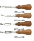 Pro Grade Leather Edge Trimming Bevel Tool Set Four Piece With French Bevel Knife Wide Mouth Edge Burnisher 4mm 6mm 8mm 10mm