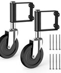 Two spring loaded gate caster wheels for wooden and metal gates, heavy duty outdoor farm gate roller, 250 lbs capacity, 5 inch, 2 pack.