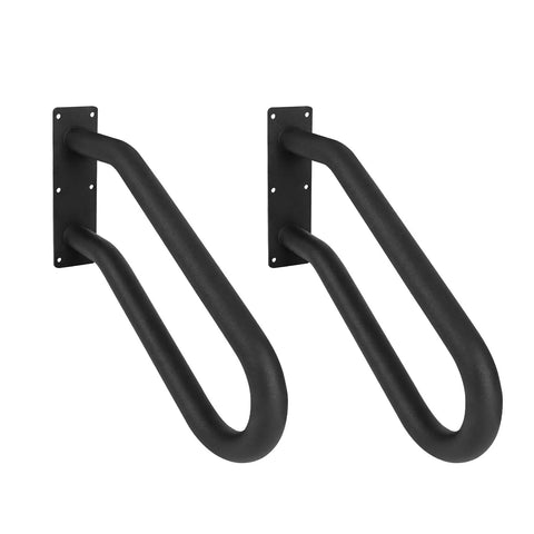 Heavy Duty U Shaped Handrail 2 Pack Wall Mount Stair Support Bar With Tight Non Slip Grip Black Powder Coated Finish showing two grab bars.