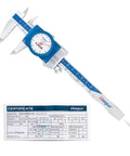 Image of Pro Grade Digital Dial Calipers 6 Inch 150mm IP67 Waterproof With OLED Readout And Dual Display near certification sheet.