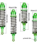 Aluminum Front And Rear Shock Absorbers For 1 To 10 Slash 4x4 2WD Rustler VXL Stampede RC Car Upgrade Parts, green, sizes shown