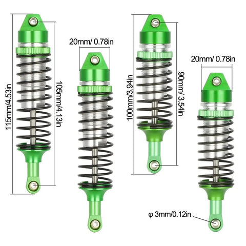 Aluminum Front And Rear Shock Absorbers For 1 To 10 Slash 4x4 2WD Rustler VXL Stampede RC Car Upgrade Parts, green, sizes shown