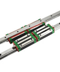 Pro Grade Hgr20 Linear Guide Rail 1500 Mm Paired With Hgh20ca Slider Blocks showing close-up of rail and blocks for CNC use.