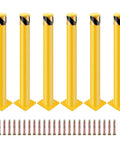 Top Shelf Yellow Steel Bollards 6 Pack 48 Inch Tall 4.5 Inch Diameter Heavy Duty Driveway Barrier Posts With Anchor Bolts for parking lot.