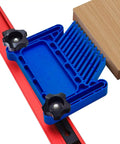 Stackable Featherboard Safety Tool for Table Saws, Router Tables and Band Saws with Miter Slots, shown installed on table.
