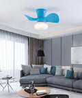 Ceiling Fan with Light 22 Inch 6 Speeds Timing 3 Color Temperatures for, blue fan with light in modern living room.
