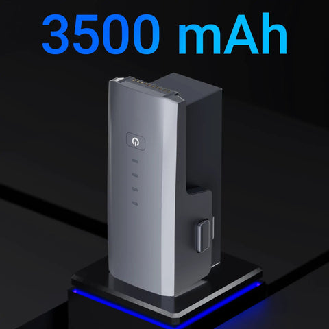 F33 Drone Battery 11.1V 3500mAh Rechargeable Lithium Battery Two Pack displayed on a platform highlighting 3500mAh capacity.