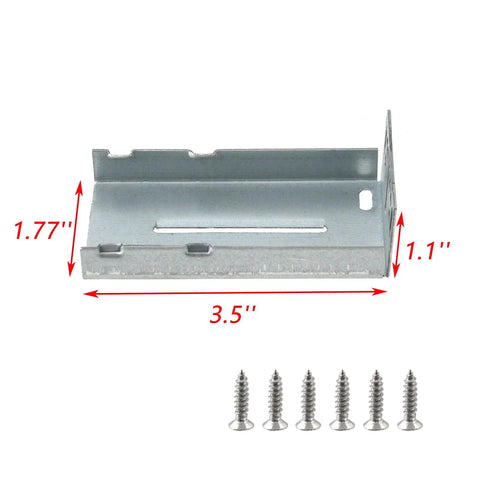 Heavy Duty Rear Mounting Brackets For Drawer Slides Metal Extension Cold Rolled Steel Slide Extenders Fit 45 Mm Width Cabinets showing dimensions and screws.