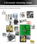 Ultrasonic cleaning range with various items like jewelry, eyeglasses, watches, and mechanical parts for Heavy Duty 15L Ultrasonic Cleaner With Heater And Timer.