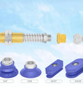 Heavy Duty Vacuum Pad Industrial Manipulator Clamp Adaptor Fitting G1/4 parts displayed, including threaded couplings and various pads.