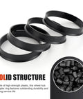 Sweet Four Piece Hub Centric Rings Convert 60MM Hub To 75MM Wheel Bore With Tough ABS Plastic showing four black rings.
