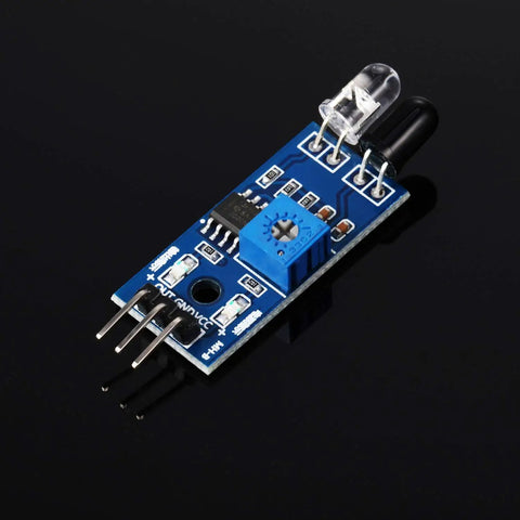 Close-up of a sensor from the 20 Piece Dope IR Infrared Obstacle Avoidance Sensor Module Kit with 3 Wire Reflective Photoelectric Sensor