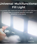 Dope Bi-Color LED Video Light With Softbox 3200K-5600K CRI95 81 LEDs Rechargeable 3000mAh on camera with cold shoe mounts.