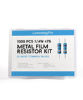 1000 Piece Resistor Kit Pro Grade Metal Film 0.25W 1 Percent Tolerance 25 Values With 40 Pieces Each For DIY Electronics Breadboard