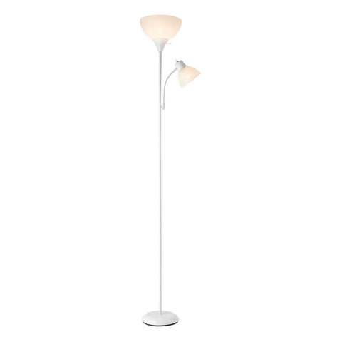 72 Inch Floor Lamp With Adjustable Reading Light Torchiere, Slim Space Saving Design For Living Room Bedroom Or Office, white finish